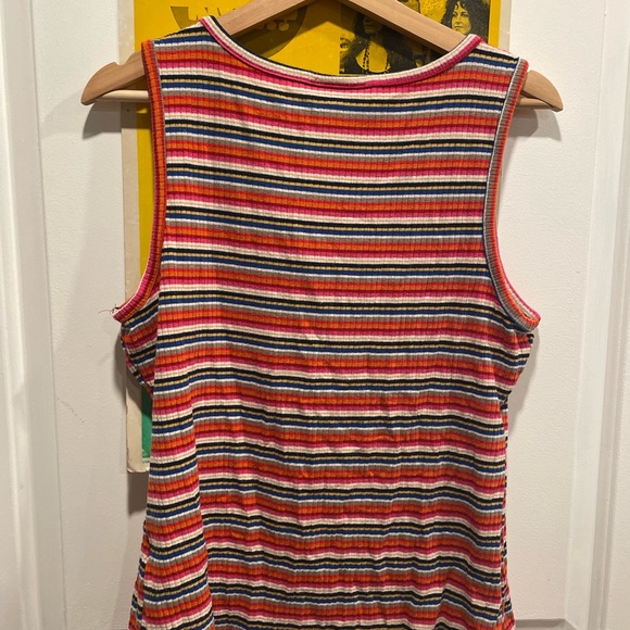 Modcloth Faux Button Up Horizontal Stripe Tank - Picture 4 of 5